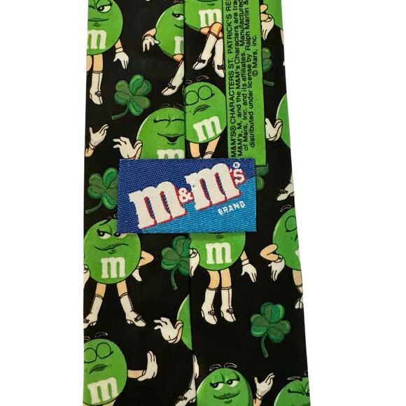 M&M Candy Brand St. Patrick's Day Lucky Men's Necktie Green Novelty - Picture 4 of 7